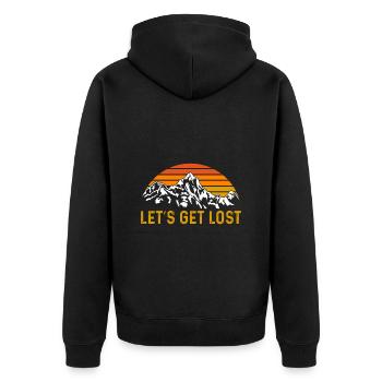 Lets be lost lustig Wandern Hiking - Unisex Premium Organic Zip Hoodie - black - Back - Nico (187cm)