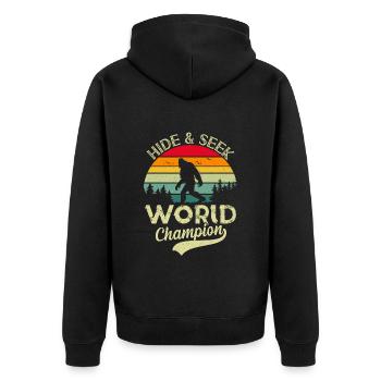 Hide and Seek Nature Boys Wanderer Funny - Unisex Premium Organic Zip Hoodie - black - Back - Nico (187cm)