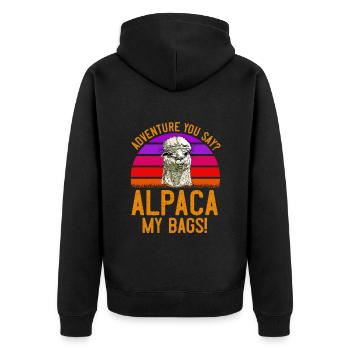 Alpaga mes sacs Alpiniste Drôle de randonnée - Veste à capuche bio Premium Unisexe - noir - Dos - Nico (187cm)