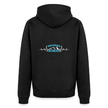 Wanderwoman Bergfan Wanderer Frauen Hiking - Unisex Premium Bio Zip Hoodie - Schwarz - Hinten - Nico (187cm)