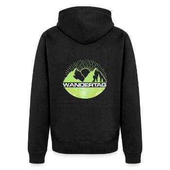 Wandertage Bergfan Wandern Hiking - Unisex Premium Bio Zip Hoodie - Schwarz - Hinten - Nico (187cm)