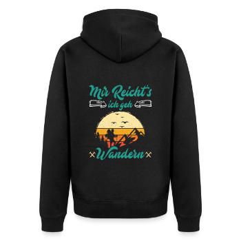 Mir reichts ich geh wandern Bergfan - Unisex Premium Bio Zip Hoodie - Schwarz - Hinten - Nico (187cm)