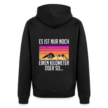 Wanderer lustig Bergesteiger Berge Naturburschen - Unisex Premium Bio Zip Hoodie - Schwarz - Hinten - Nico (187cm)