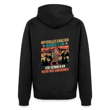 Wanderteam lustig Bergfan Bergsteiger - Unisex Premium Bio Zip Hoodie - Schwarz - Hinten - Nico (187cm)