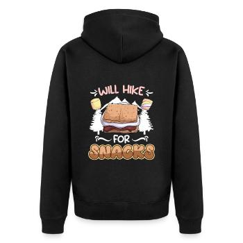 Bergsteiger lustig Bergfan Snack Berge - Unisex Premium Bio Zip Hoodie - Schwarz - Hinten - Nico (187cm)