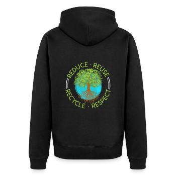Umweltschützer Rettet die Erde Umweltliebe - Unisex Premium Bio Zip Hoodie - Schwarz - Hinten - Nico (187cm)