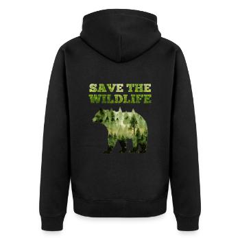 Rette die Erde Umweltschutz Artenschutz Earth Day - Unisex Premium Bio Zip Hoodie - Schwarz - Hinten - Nico (187cm)