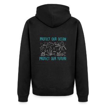 Environmental protection Protect the oceans Species protection - Unisex Premium Organic Zip Hoodie - black - Back - Nico (187cm)