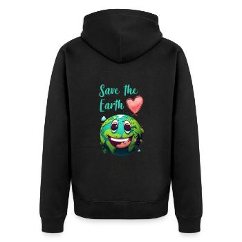 Save the Earth Umweltschutz und Artenschutz - Unisex Premium Bio Zip Hoodie - Schwarz - Hinten - Nico (187cm)