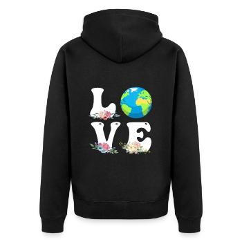 Save the Earth LOVE Mission Erde Umweltschutz - Unisex Premium Bio Zip Hoodie - Schwarz - Hinten - Nico (187cm)
