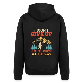 Bergsteiger lustig Bergfan Wandern - Unisex Premium Bio Zip Hoodie - Schwarz - Hinten - Nico (187cm)