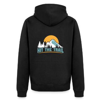 Mountaineer Hit the Trail Mountains Hiking - Unisex Premium Organic Zip Hoodie - black - Back - Nico (187cm)
