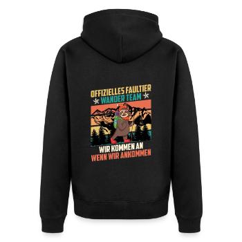Wanderteam lustig Bergfan Bergsteiger - Unisex Premium Bio Zip Hoodie - Schwarz - Hinten - Nico (187cm)