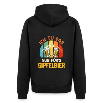 Wanderer lustig Bierfan Gipfelbier Summit - Unisex Premium Bio Zip Hoodie - Schwarz - Hinten - Nico (187cm)