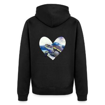 Rettet die Schildkröten Umweltschutz Ozean - Unisex Premium Bio Zip Hoodie - Schwarz - Hinten - Nico (187cm)