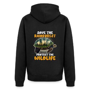 Save the Rainforest Wildlife Species Conservation - Unisex Premium Organic Zip Hoodie - black - Back - Nico (187cm)