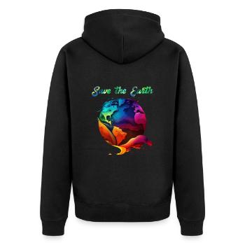 Save the Earth Umweltschutz und Artenschutz - Unisex Premium Bio Zip Hoodie - Schwarz - Hinten - Nico (187cm)