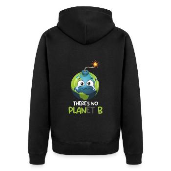 There is no Planet B Mission Erde Umweltliebe - Unisex Premium Bio Zip Hoodie - Schwarz - Hinten - Nico (187cm)