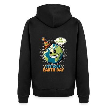 Earth Day Mission Earth & Climate Protection Environment - Unisex Premium Organic Zip Hoodie - black - Back - Nico (187cm)
