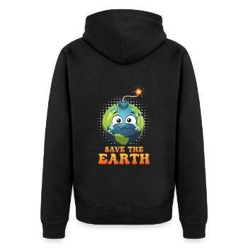 Save the Earth LOVE Mission Erde Umweltschutz - Unisex Premium Bio Zip Hoodie - Schwarz - Hinten - Nico (187cm)