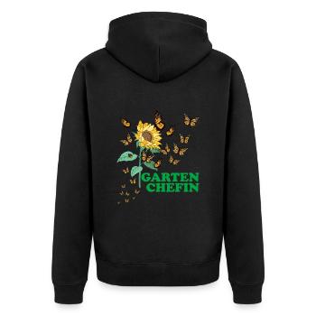 Garten Chefin Sonnenblumen Gartenfreundin Blumen - Unisex Premium Bio Zip Hoodie - Schwarz - Hinten - Nico (187cm)