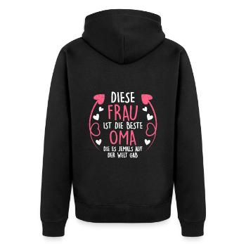 Beste Oma Muttertag weltbeste Oma Großmutter - Unisex Premium Bio Zip Hoodie - Schwarz - Hinten - Nico (187cm)