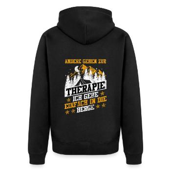 Others go to therapy I'm going to the mountains - Unisex Premium Organic Zip Hoodie - black - Back - Nico (187cm)