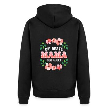 Coole Mama Muttertag weltbeste Mama Mothersday - Unisex Premium Bio Zip Hoodie - Schwarz - Hinten - Nico (187cm)