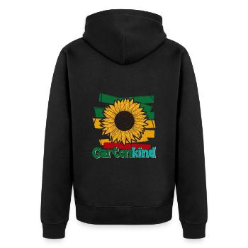 Gartenkind Sonnenblumen Gartenliebhaberin - Unisex Premium Bio Zip Hoodie - Schwarz - Hinten - Nico (187cm)