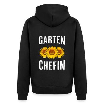 Garten Chefin Sonnenblumen Gartenfreundin Blumen - Unisex Premium Bio Zip Hoodie - Schwarz - Hinten - Nico (187cm)