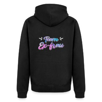 Scheidungsparty Ex Frau glücklich geschieden - Unisex Premium Bio Zip Hoodie - Schwarz - Hinten - Nico (187cm)