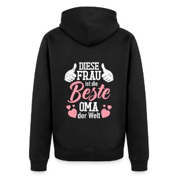 Beste Oma Muttertag weltbeste Oma Großmutter - Unisex Premium Bio Zip Hoodie - Schwarz - Hinten - Nico (187cm)
