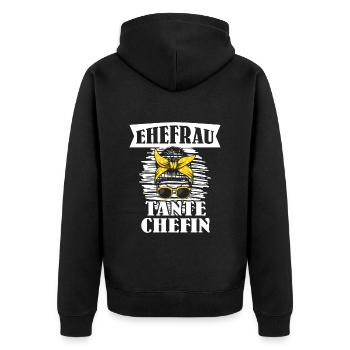 Tante Ehefrau Chefin Legende Auntie Tanten - Unisex Premium Bio Zip Hoodie - Schwarz - Hinten - Nico (187cm)