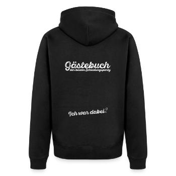 Scheidungsparty Gästebuch Ich war dabei Scheidung - Unisex Premium Bio Zip Hoodie - Schwarz - Hinten - Nico (187cm)