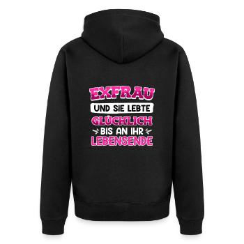 Scheidungsparty Ex Frau glücklich geschieden - Unisex Premium Bio Zip Hoodie - Schwarz - Hinten - Nico (187cm)