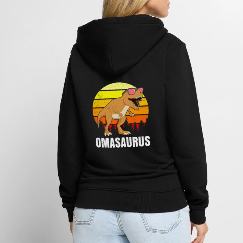 Omasaurus Muttertag Großmutter Dinosaurier Unisex Premium Bio Zip Hoodie