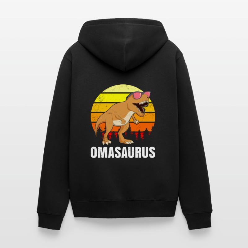 Omasaurus Muttertag Großmutter Dinosaurier Unisex Premium Bio Zip Hoodie