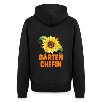 Garten Chefin Sonnenblumen Gartenfreundin - Unisex Premium Bio Zip Hoodie - Schwarz - Hinten - Nico (187cm)