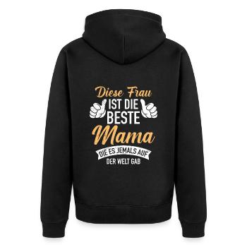 Die Beste Mama der Welt weltbeste Mama Muttertag - Unisex Premium Bio Zip Hoodie - Schwarz - Hinten - Nico (187cm)