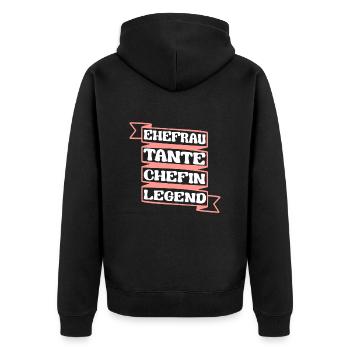 Tante Ehefrau Chefin Legende Auntie Tanten - Unisex Premium Bio Zip Hoodie - Schwarz - Hinten - Nico (187cm)
