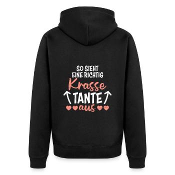Coole Tante Muttertag Beste Tanten Best Aunt - Unisex Premium Bio Zip Hoodie - Schwarz - Hinten - Nico (187cm)