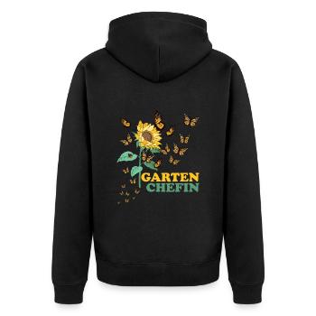 Garten Chefin Sonnenblumen Gartenfreundin Blumen - Unisex Premium Bio Zip Hoodie - Schwarz - Hinten - Nico (187cm)
