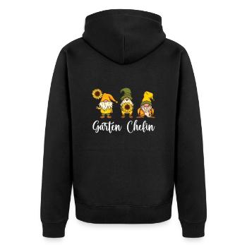 Garten Chefin Sonnenblumen Gartenzwerge - Unisex Premium Bio Zip Hoodie - Schwarz - Hinten - Nico (187cm)