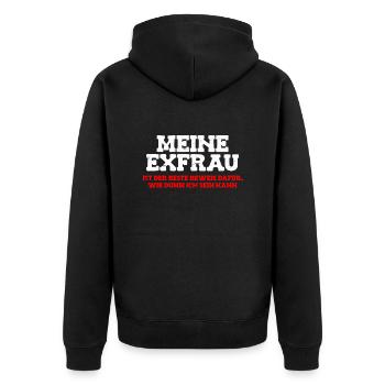 Scheidungsparty Finally Divorced Scheidung - Unisex Premium Bio Zip Hoodie - Schwarz - Hinten - Nico (187cm)