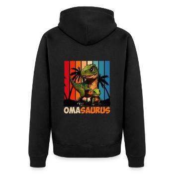 Omasaurus Muttertag Grandma Mama Tag Oma - Unisex Premium Bio Zip Hoodie - Schwarz - Hinten - Nico (187cm)