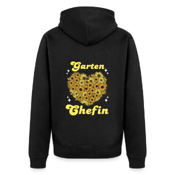Garten Chefin Sonnenblumen Gartenfreundin Blumen - Unisex Premium Bio Zip Hoodie - Schwarz - Hinten - Nico (187cm)