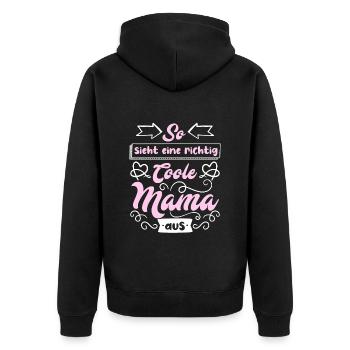 Coole Mama Muttertag weltbeste Mama Mothersday - Unisex Premium Bio Zip Hoodie - Schwarz - Hinten - Nico (187cm)