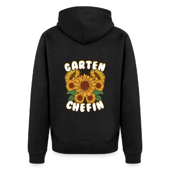 Garten Chefin Sonnenblumen Gartenfreundin - Unisex Premium Bio Zip Hoodie - Schwarz - Hinten - Nico (187cm)