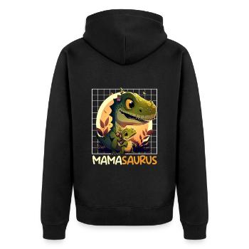 Mamasaurus Muttertag Mama Dinosaurier Mom - Unisex Premium Bio Zip Hoodie - Schwarz - Hinten - Nico (187cm)