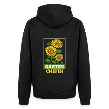 Garten Chefin Sonnenblumen Gartenfreundin Blumen - Unisex Premium Bio Zip Hoodie - Schwarz - Hinten - Nico (187cm)